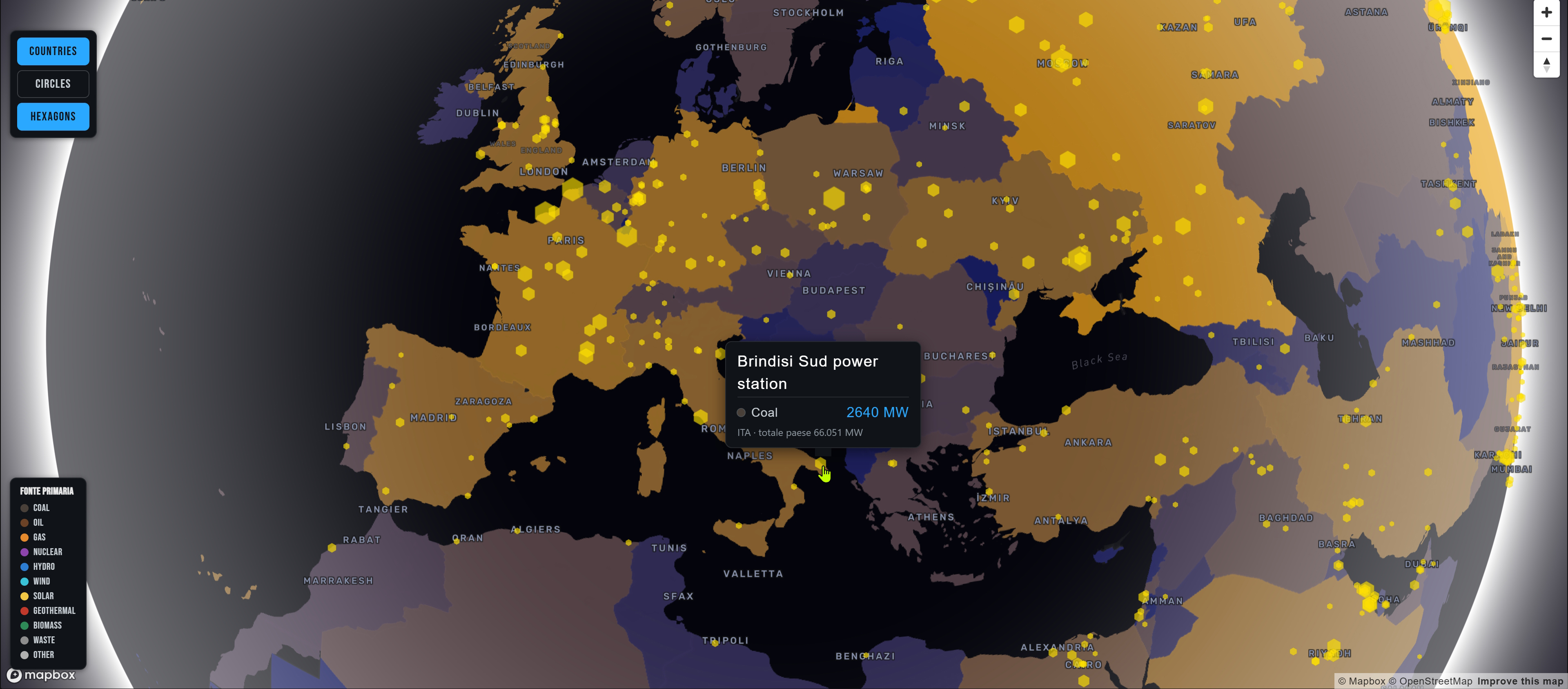 PostGIS Power Plant Database & Vector Tile WebGIS